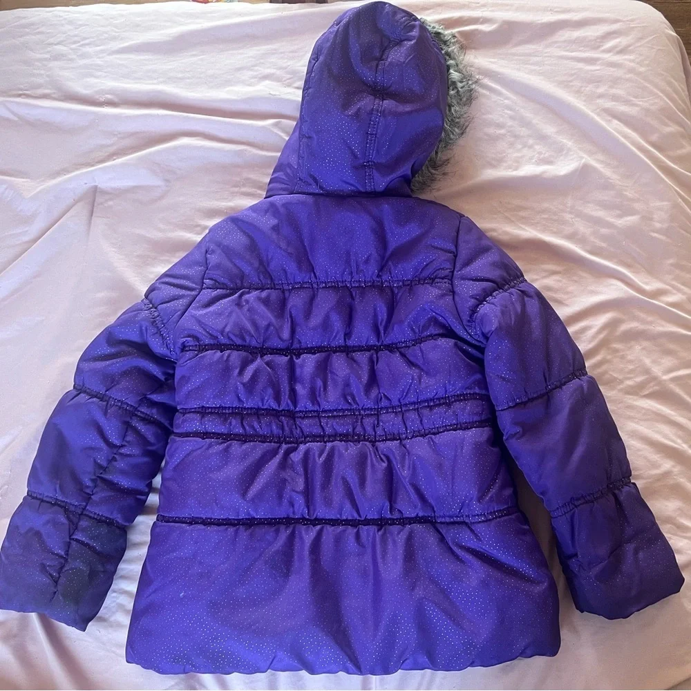 Purple Hooded Puffer Jacket